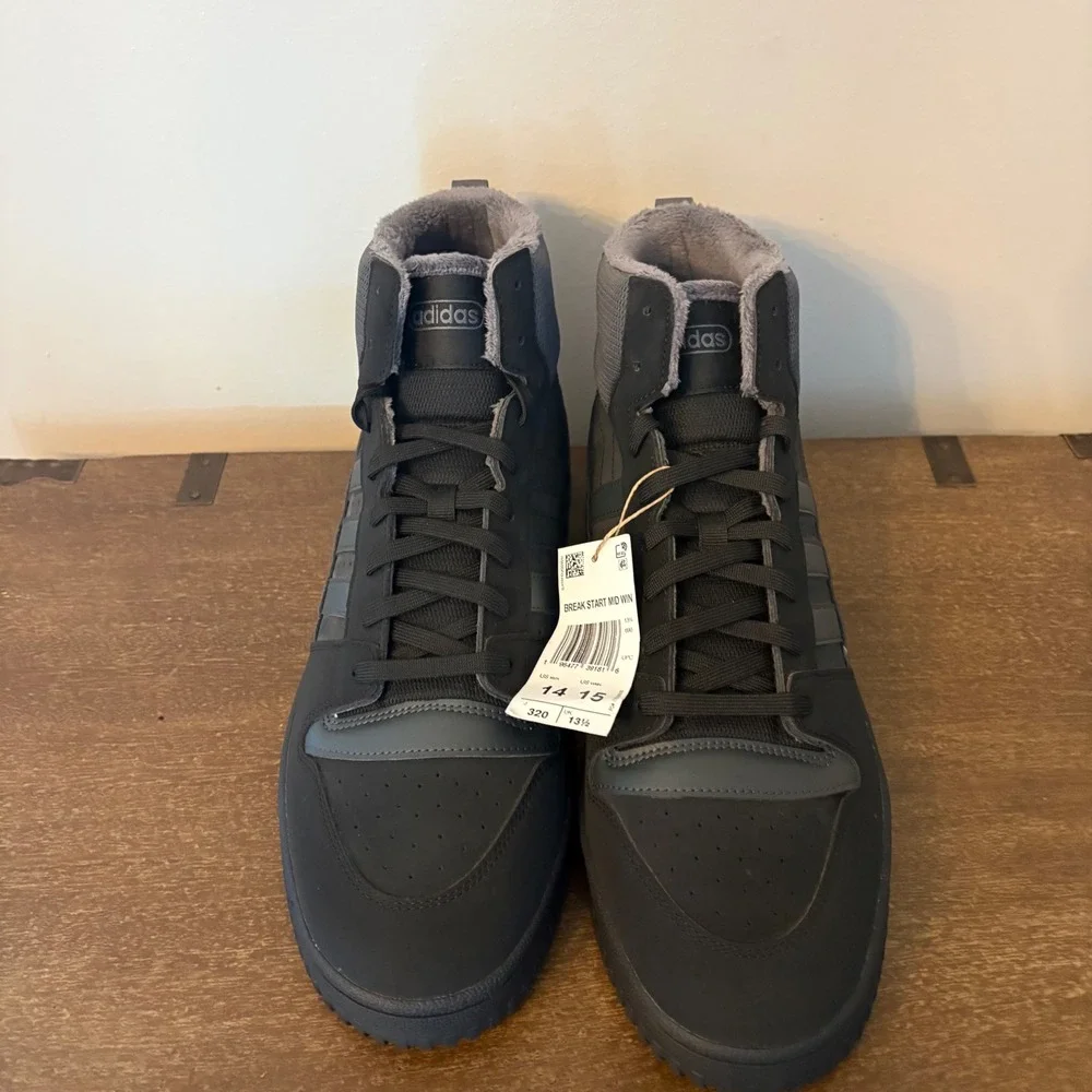 Adidas Break Start Mid Win Mens Black Grey Winter High Top Sneakers  Size 14